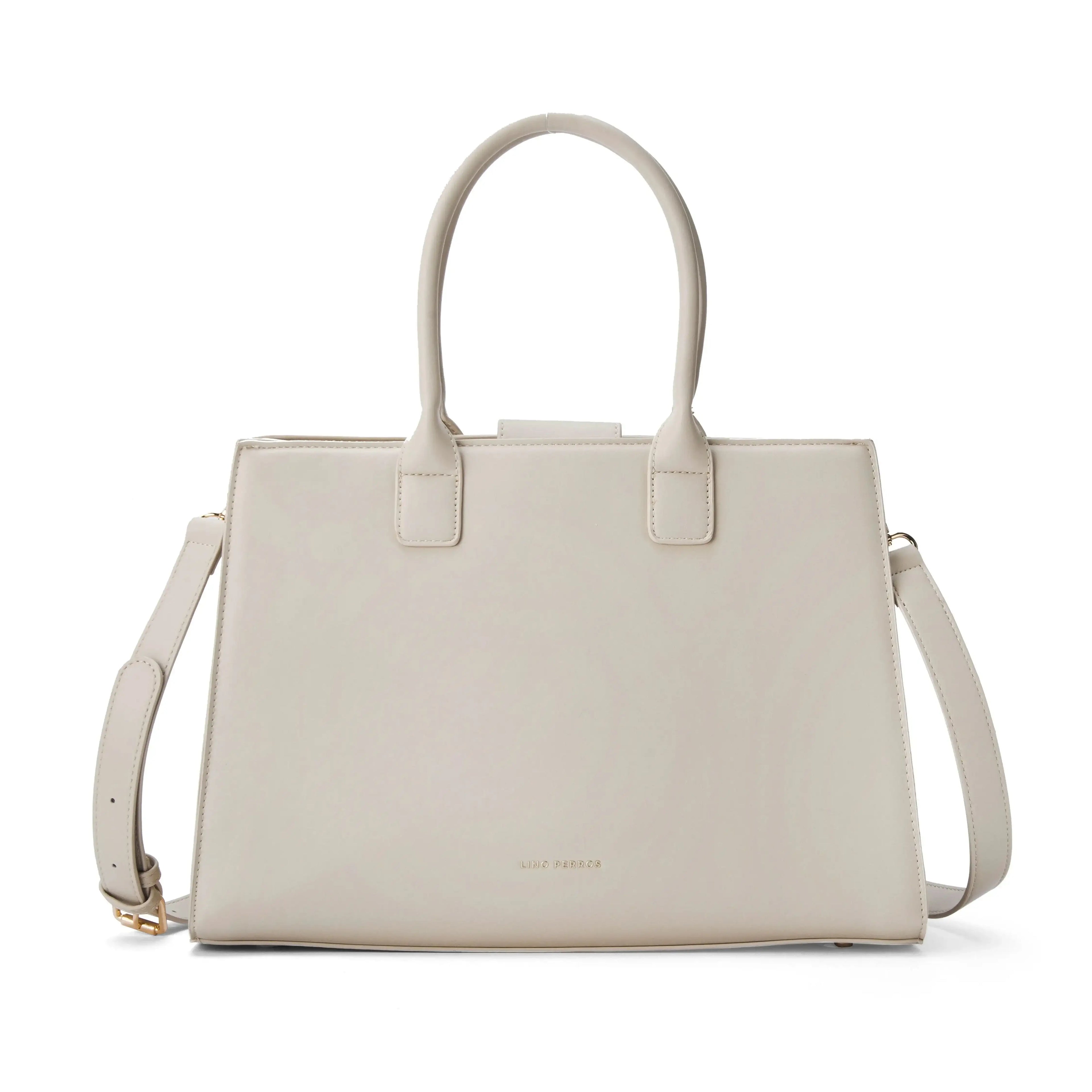 Monroe Structured Beige Satchel Bag - Lino Perros