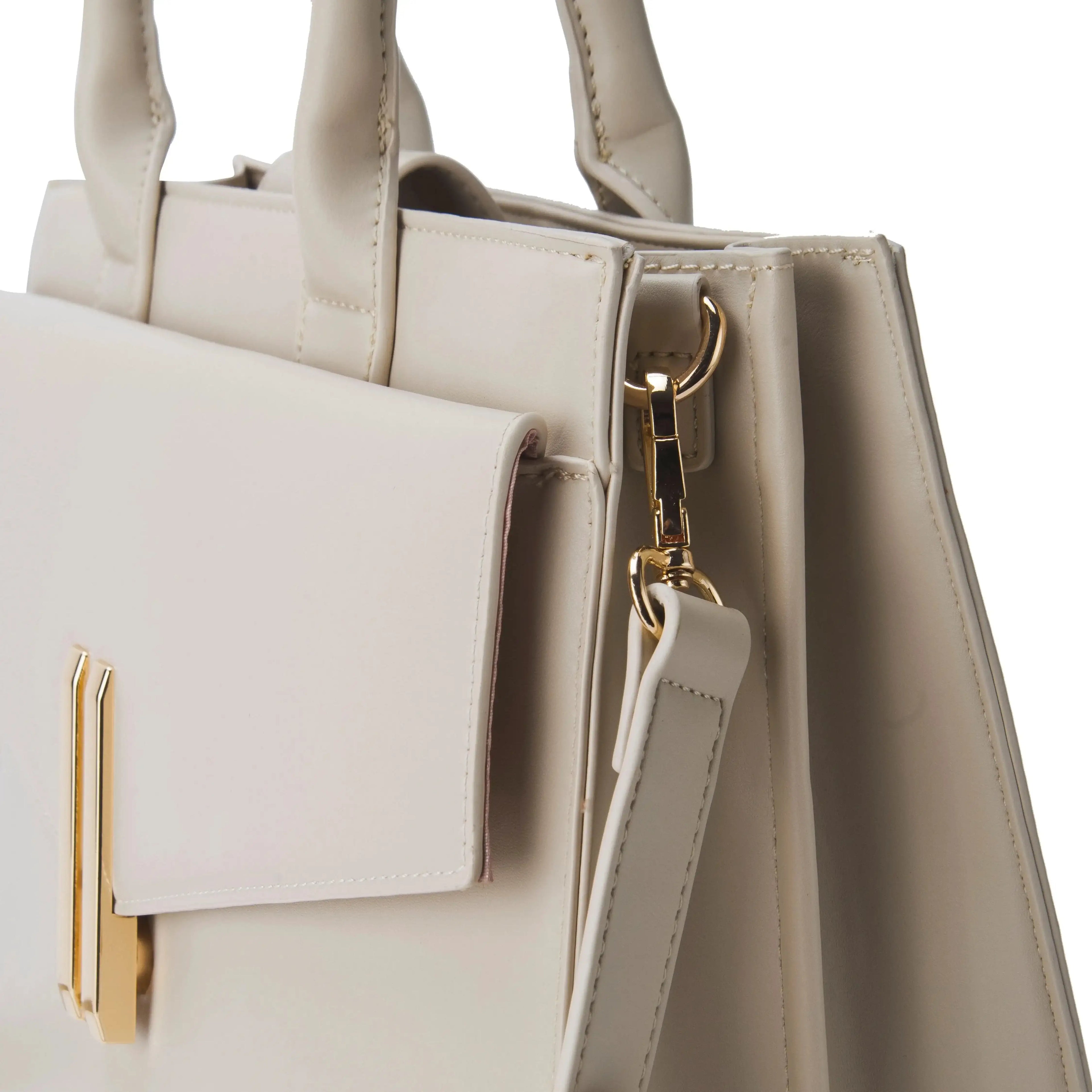 Monroe Structured Beige Satchel Bag - Lino Perros