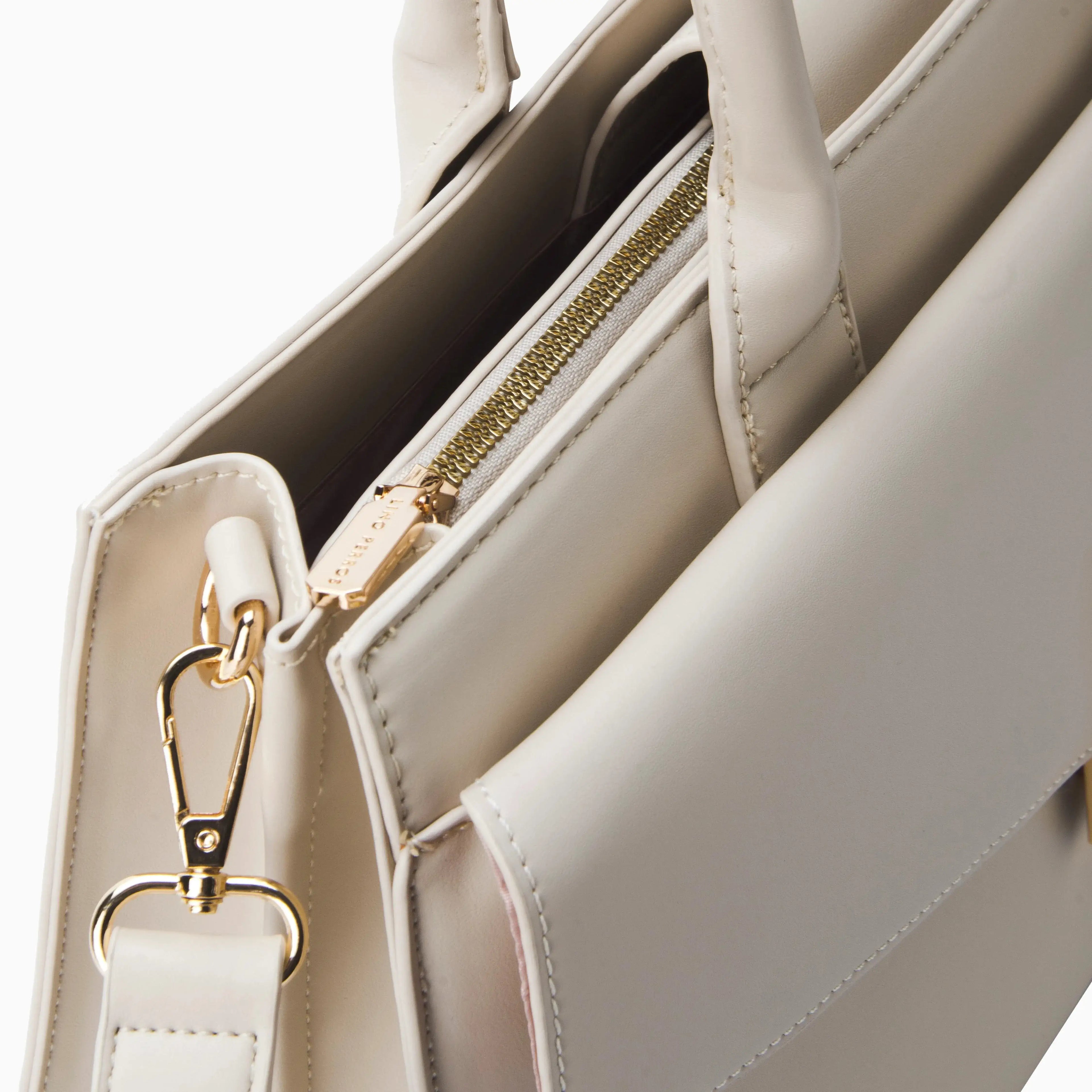 Monroe Structured Beige Satchel Bag - Lino Perros