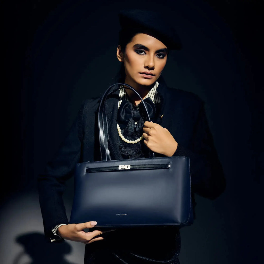 Monroe Tailored Navy Shoulder Bag - Lino Perros