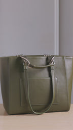 Monroe Color-Blocked Commuter Olive Tote Bag - Lino Perros