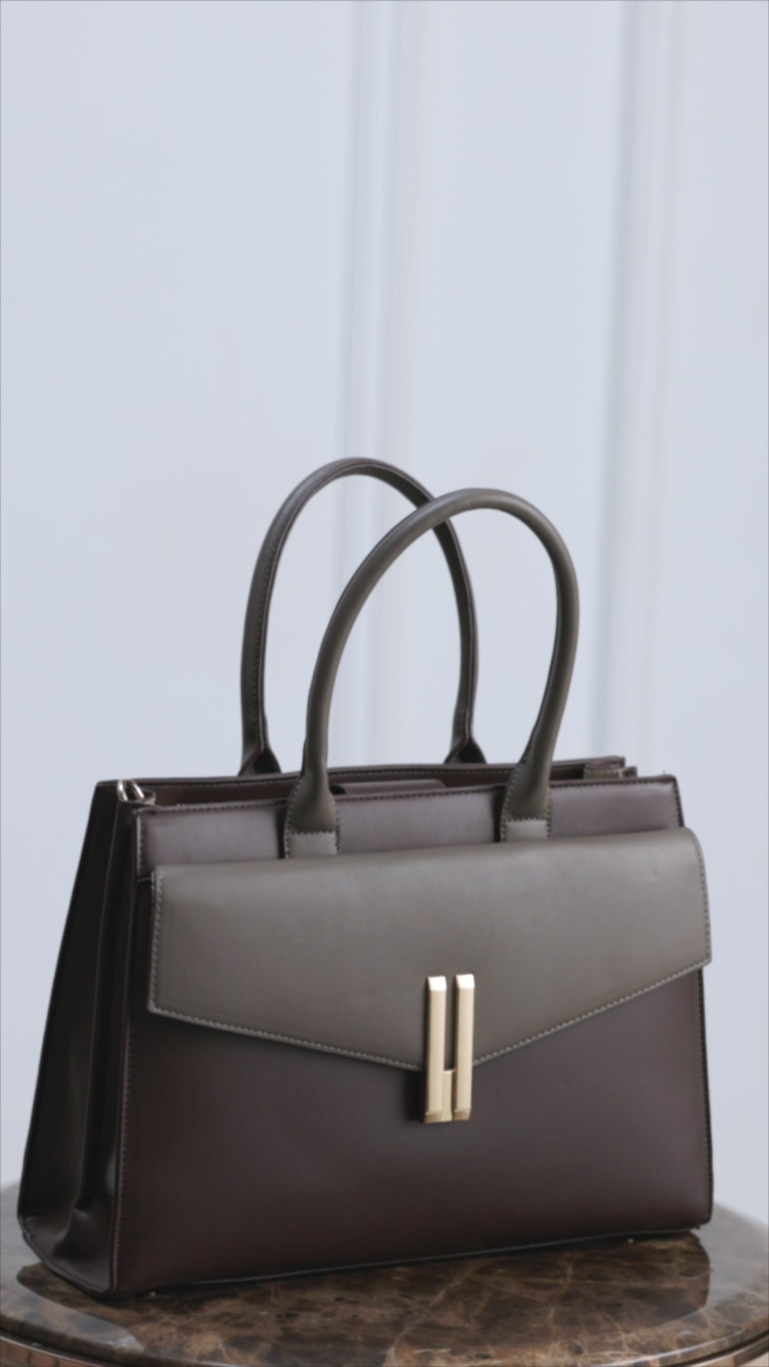 Monroe Structured Brown Satchel Bag - Lino Perros