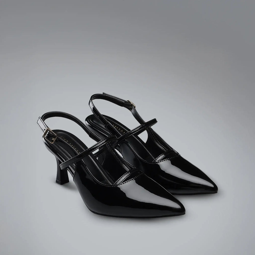 Victoria Cage Point Toe Black Stilettos - Lino Perros