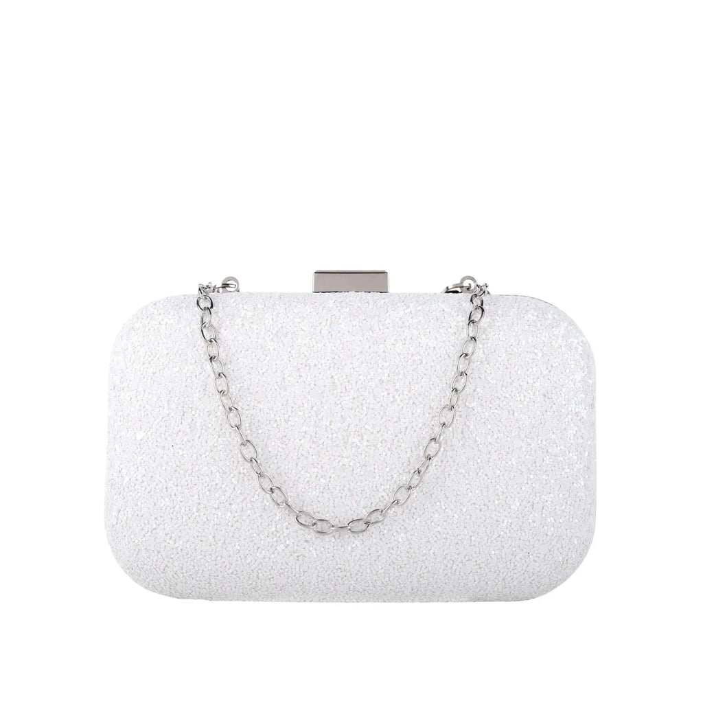 Texas Glitter Finish White Clutch - Lino Perros