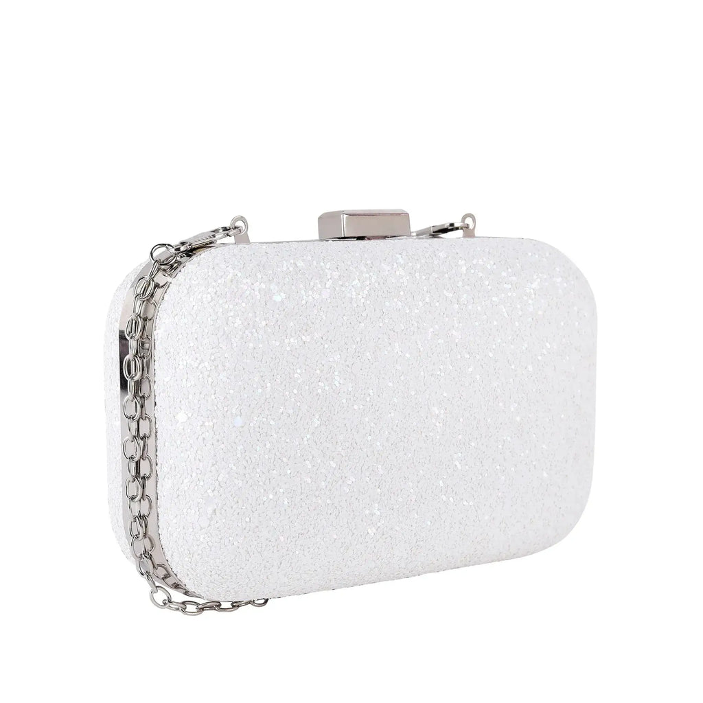 Texas Glitter Finish White Clutch - Lino Perros