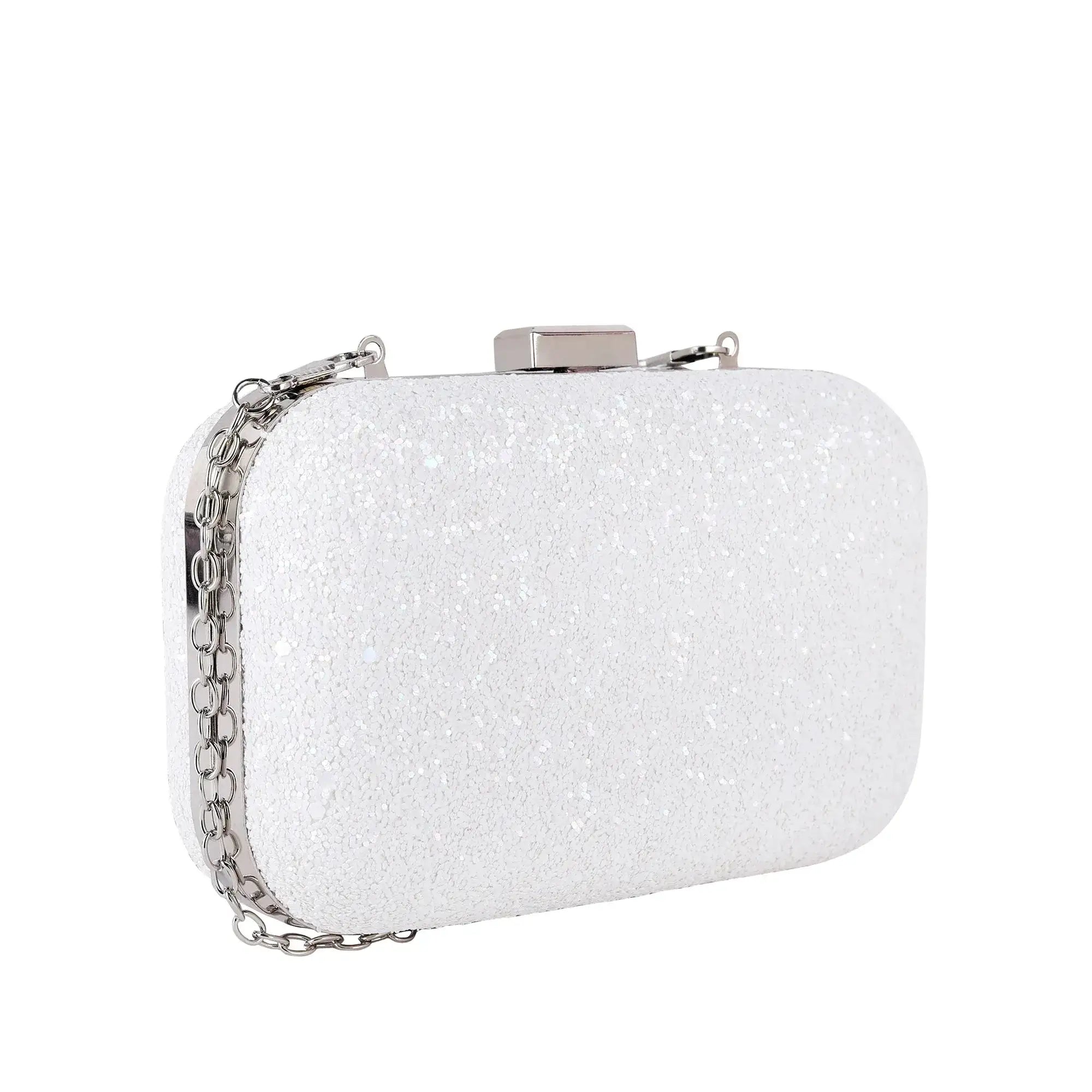 Texas Glitter Finish White Clutch - Lino Perros