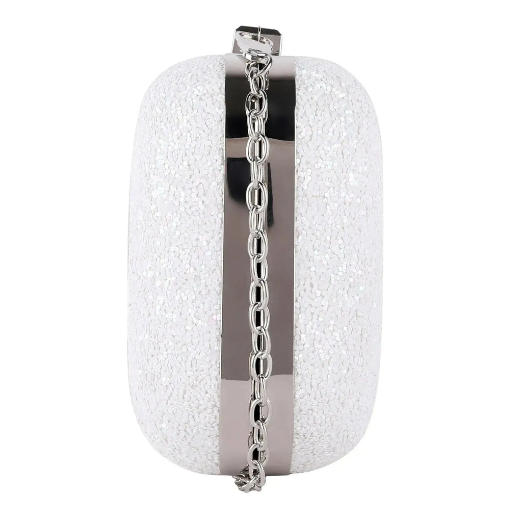 Texas Glitter Finish White Clutch - Lino Perros
