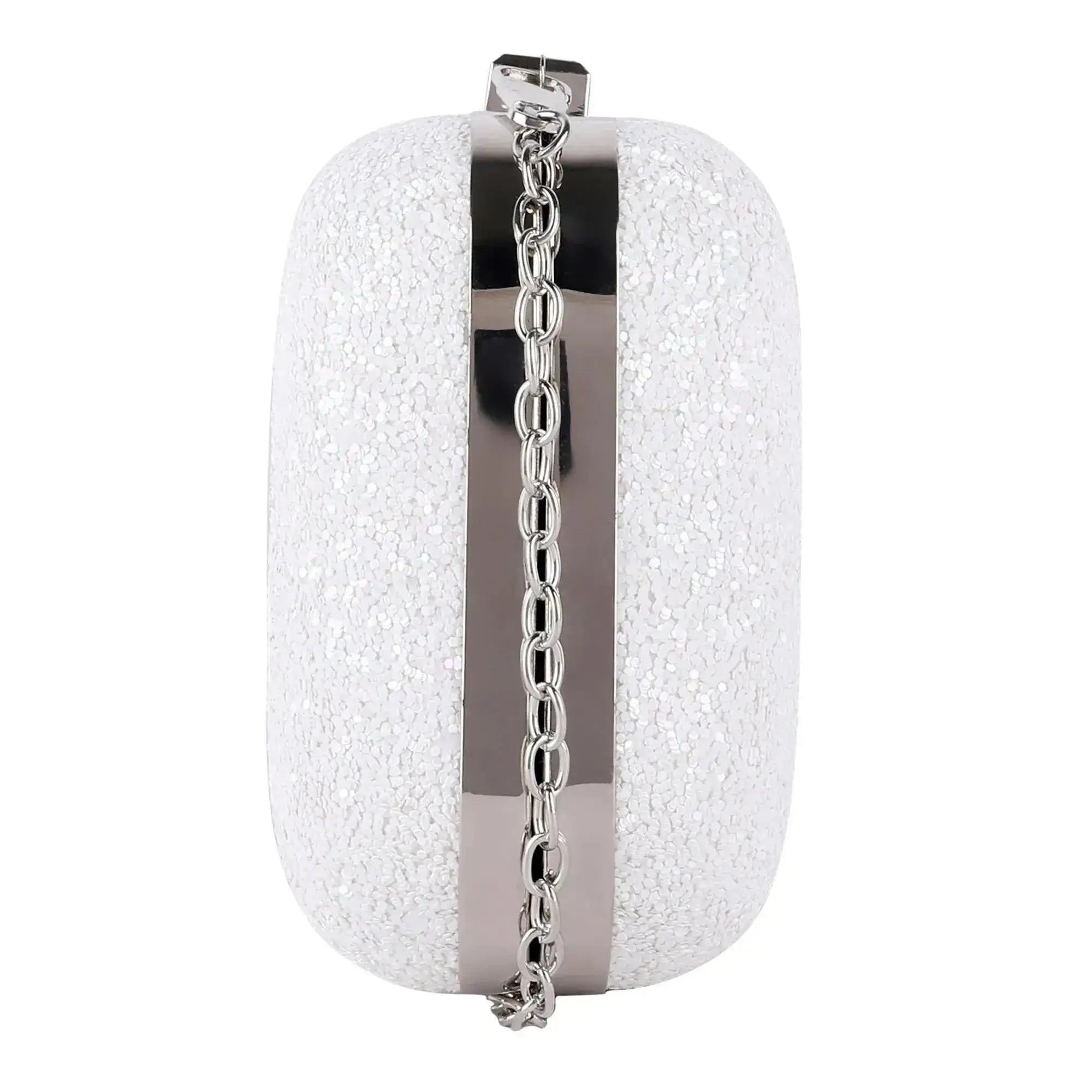 Texas Glitter Finish White Clutch - Lino Perros