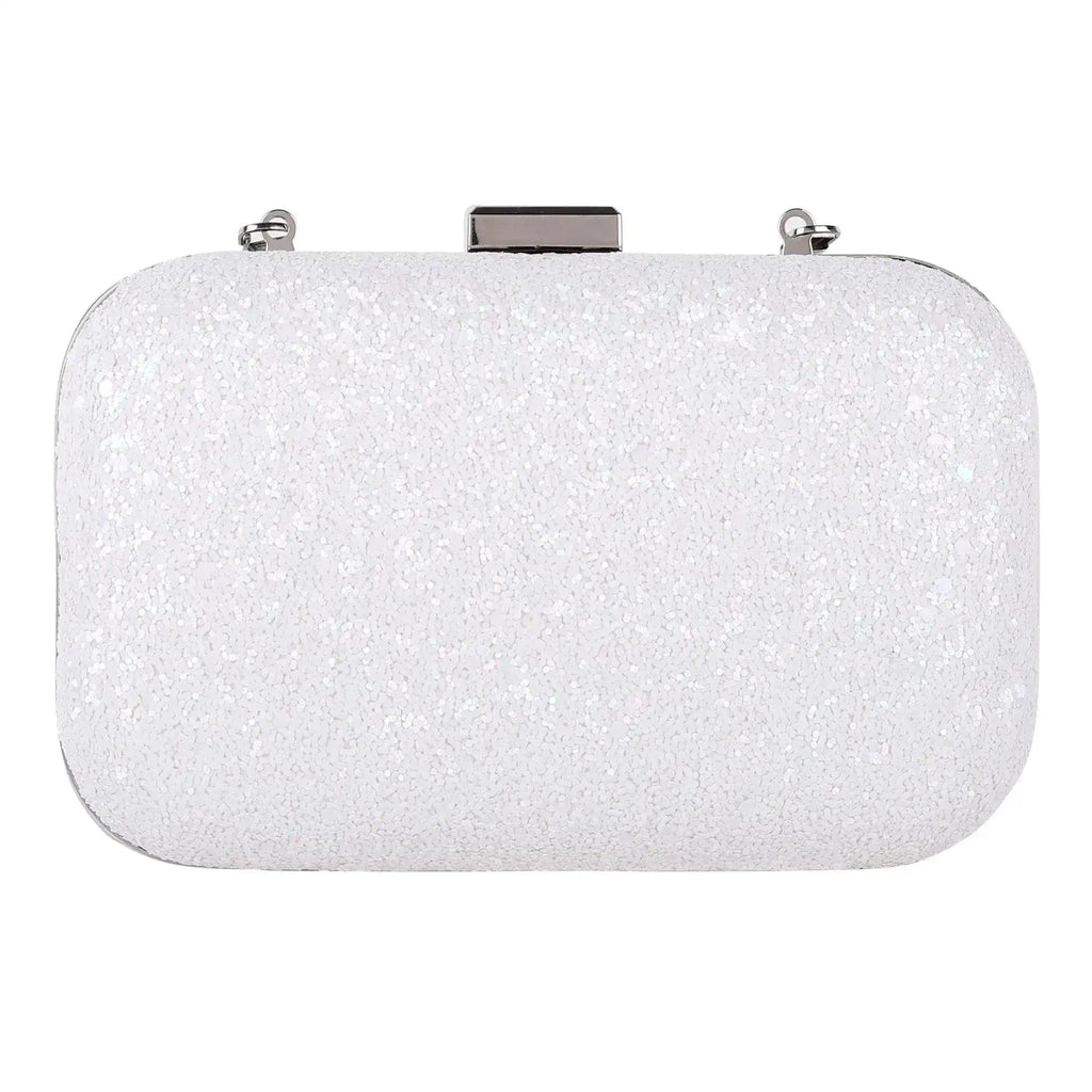 Texas Glitter Finish White Clutch - Lino Perros