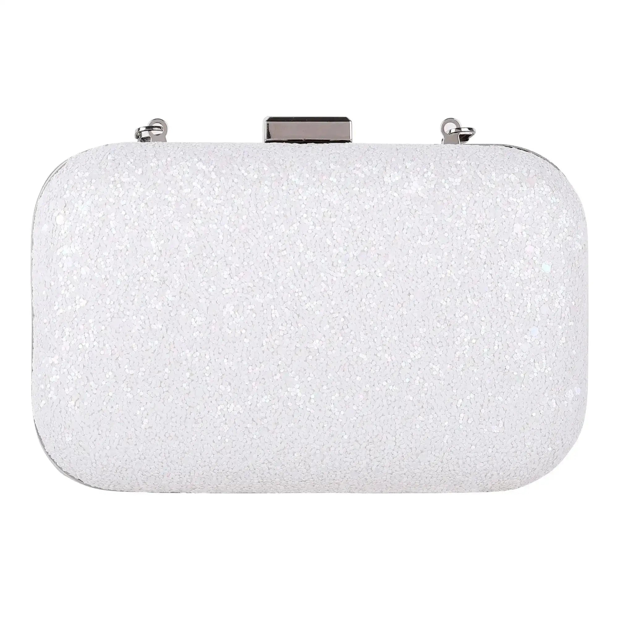 Texas Glitter Finish White Clutch - Lino Perros