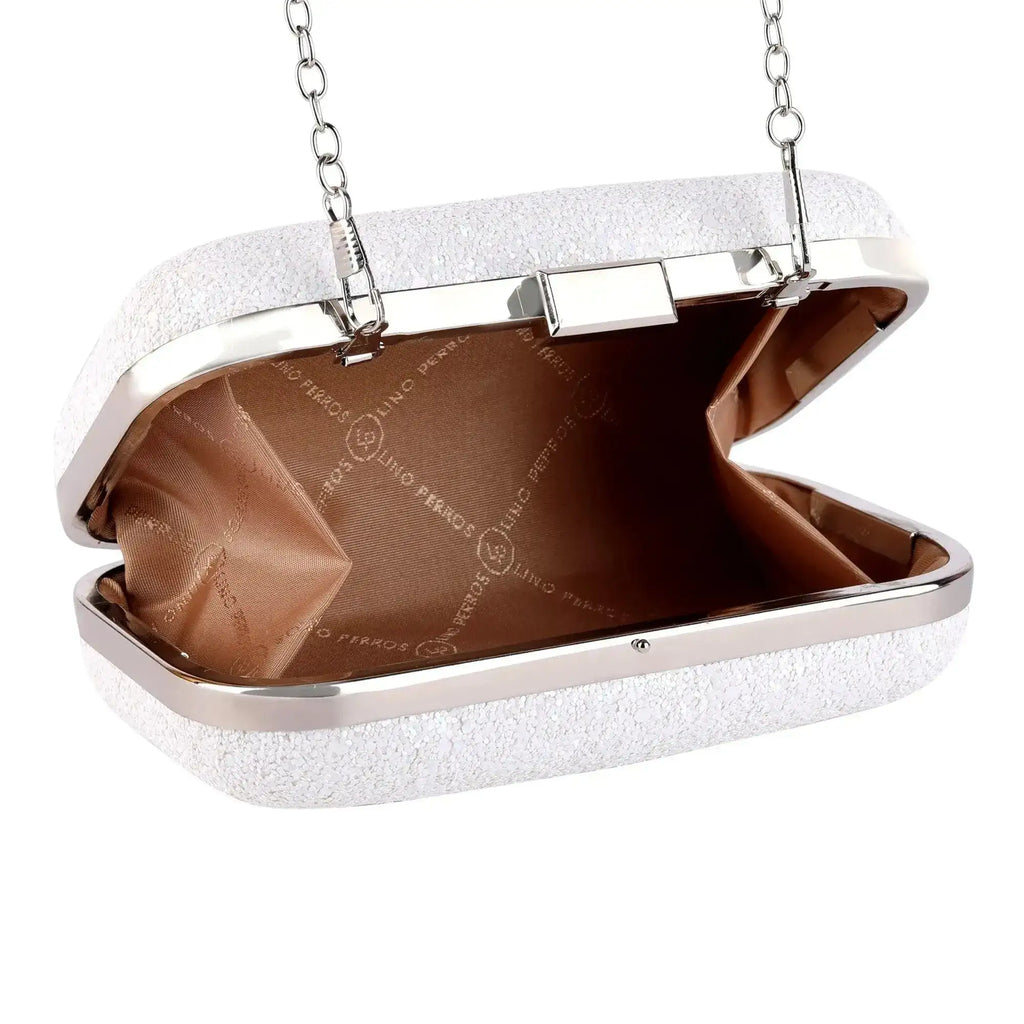 Texas Glitter Finish White Clutch - Lino Perros