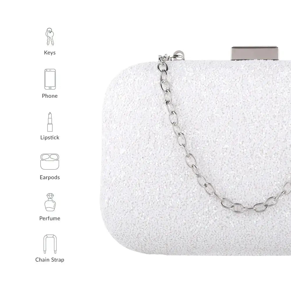 Texas Glitter Finish White Clutch - Lino Perros