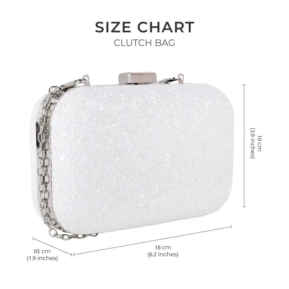 Texas Glitter Finish White Clutch - Lino Perros