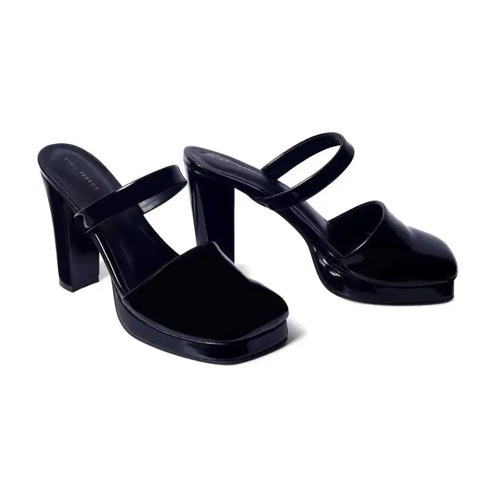 Tiffany Boss Lady Square Toe Black Pumps - Lino Perros