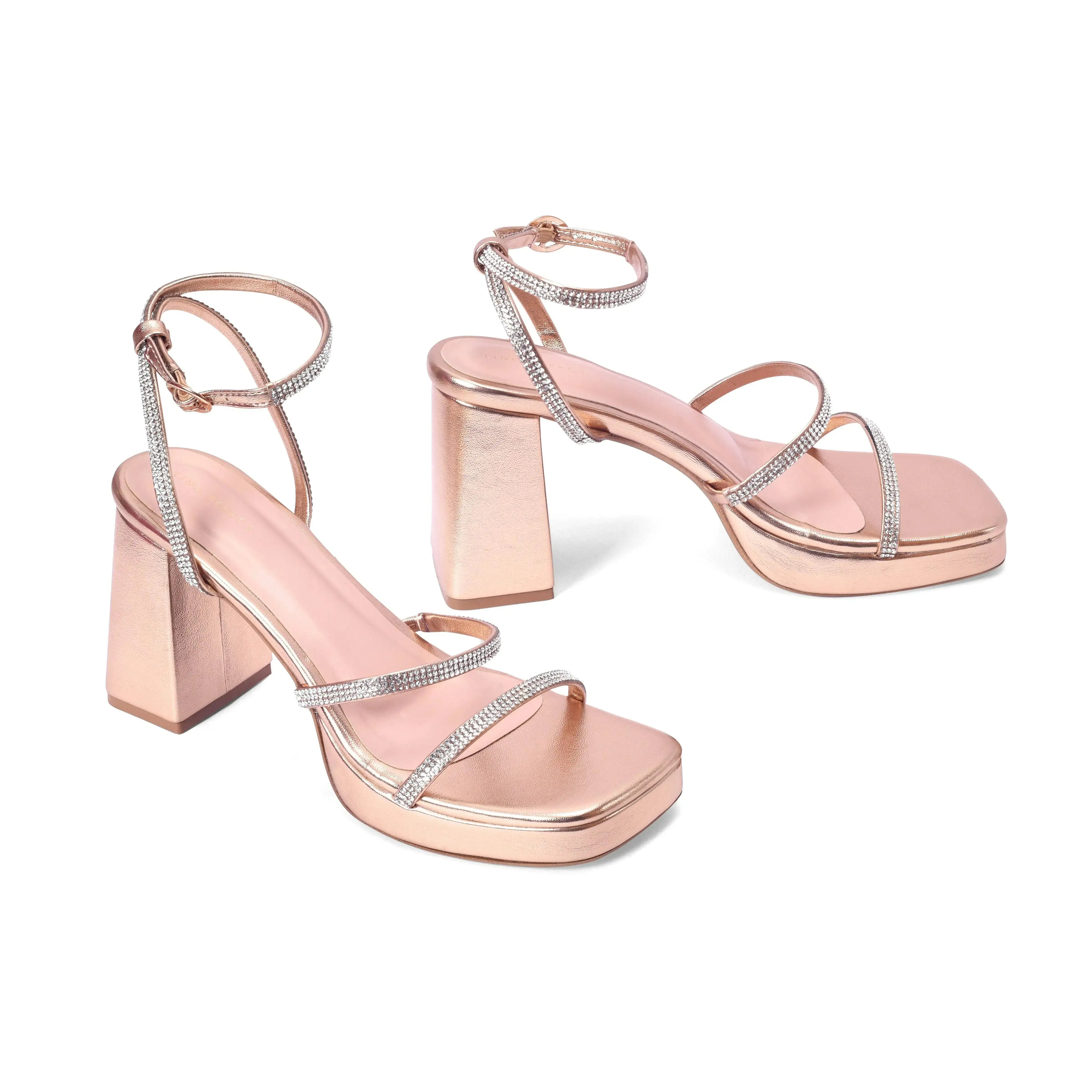 Tiffany High Fashion Platform Rose Gold Sandals - Lino Perros