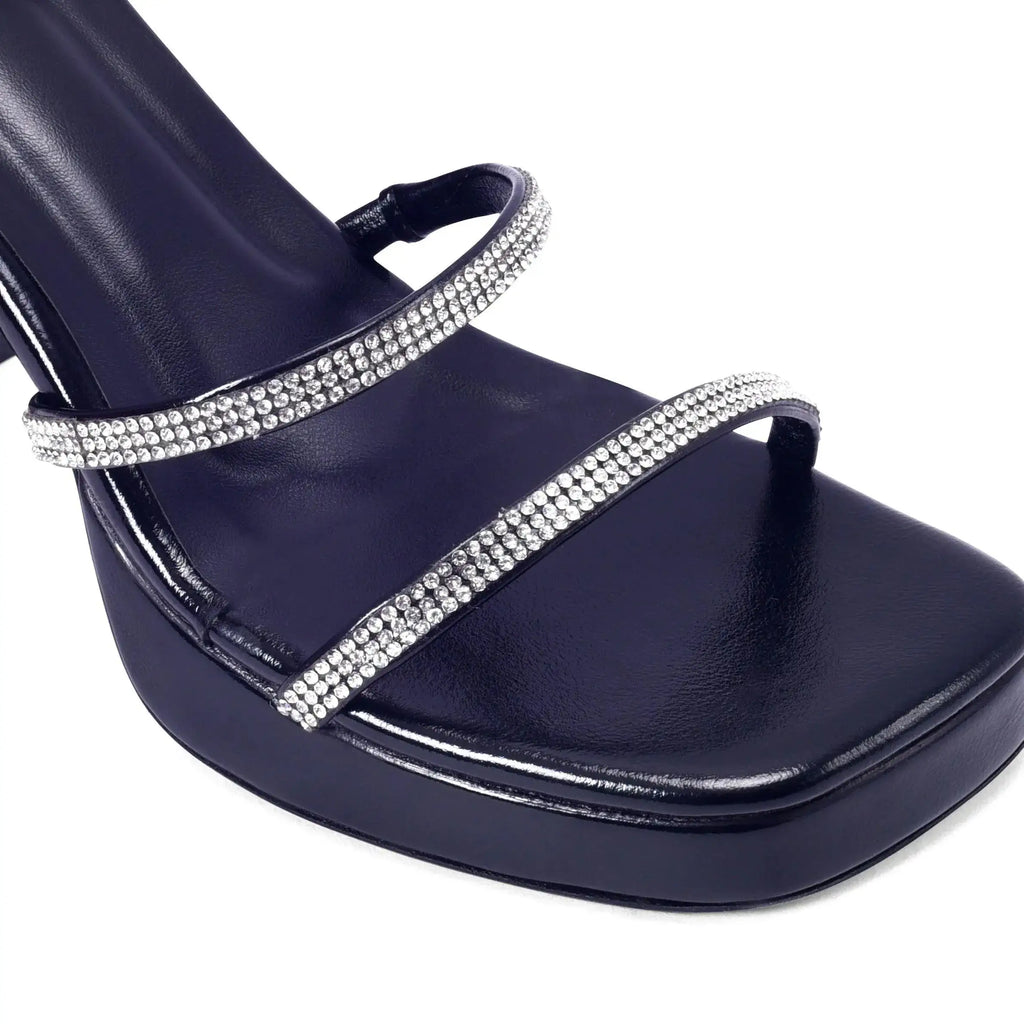 Tiffany High Fashion Platform Black Sandals - Lino Perros