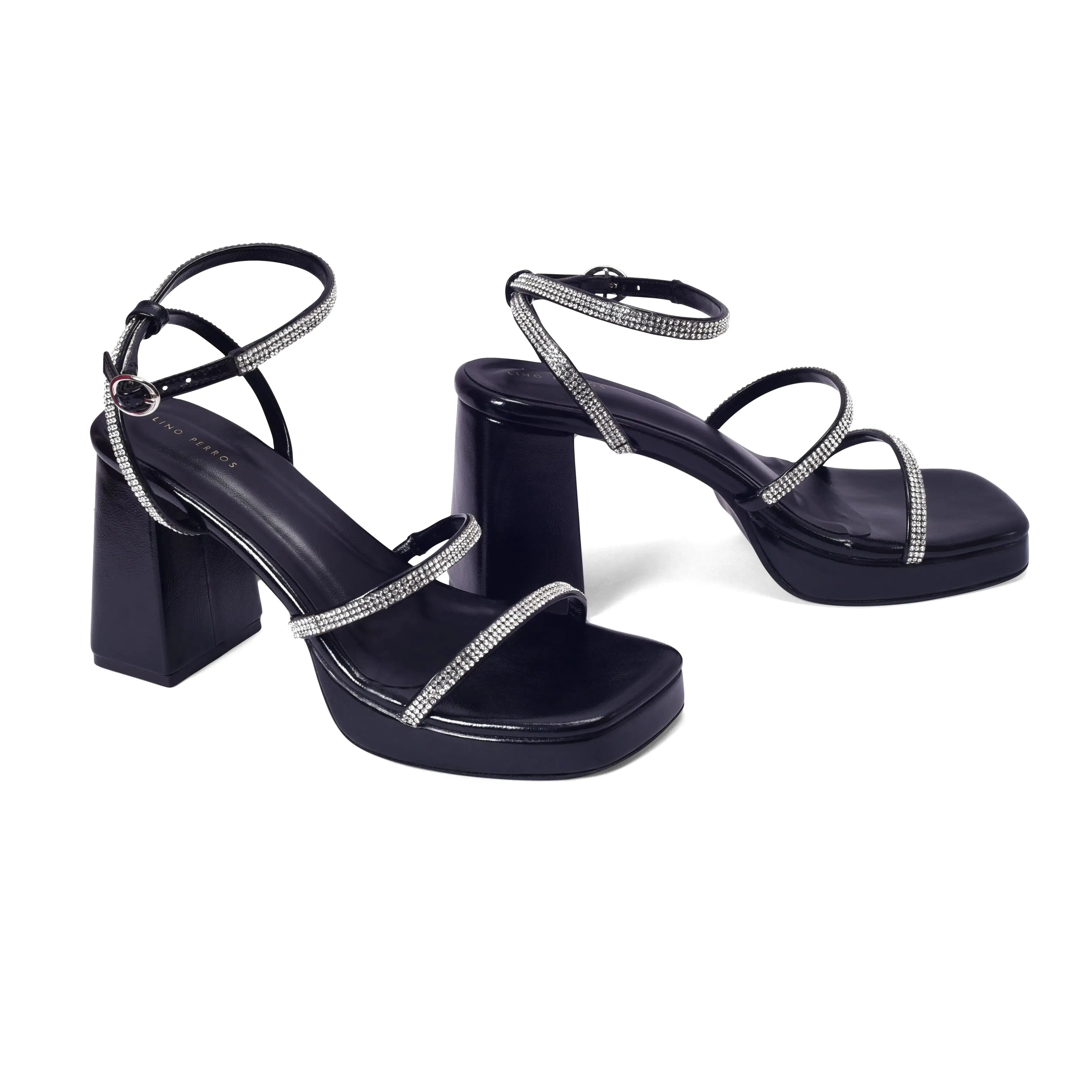 Tiffany High Fashion Platform Black Sandals - Lino Perros