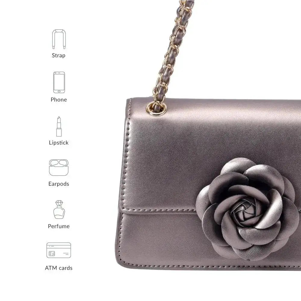 Valley Full Bloom Gun Metal Sling Bag - Lino Perros