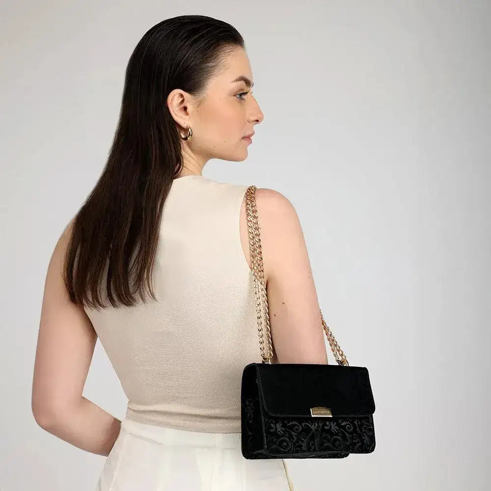 Valley Imprint Black Shoulder Bag - Lino Perros