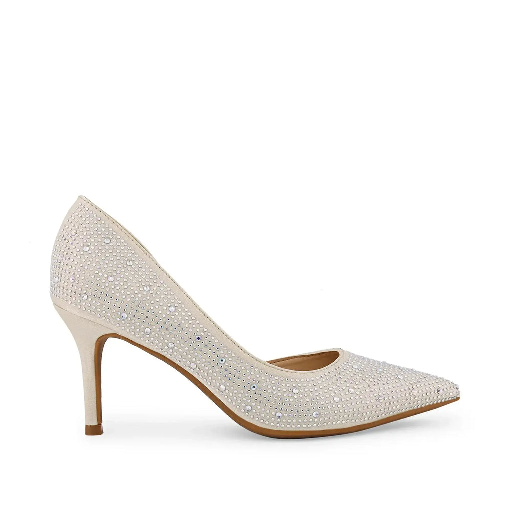 Victoria Diamond Studded Slim Golden Pumps - Lino Perros