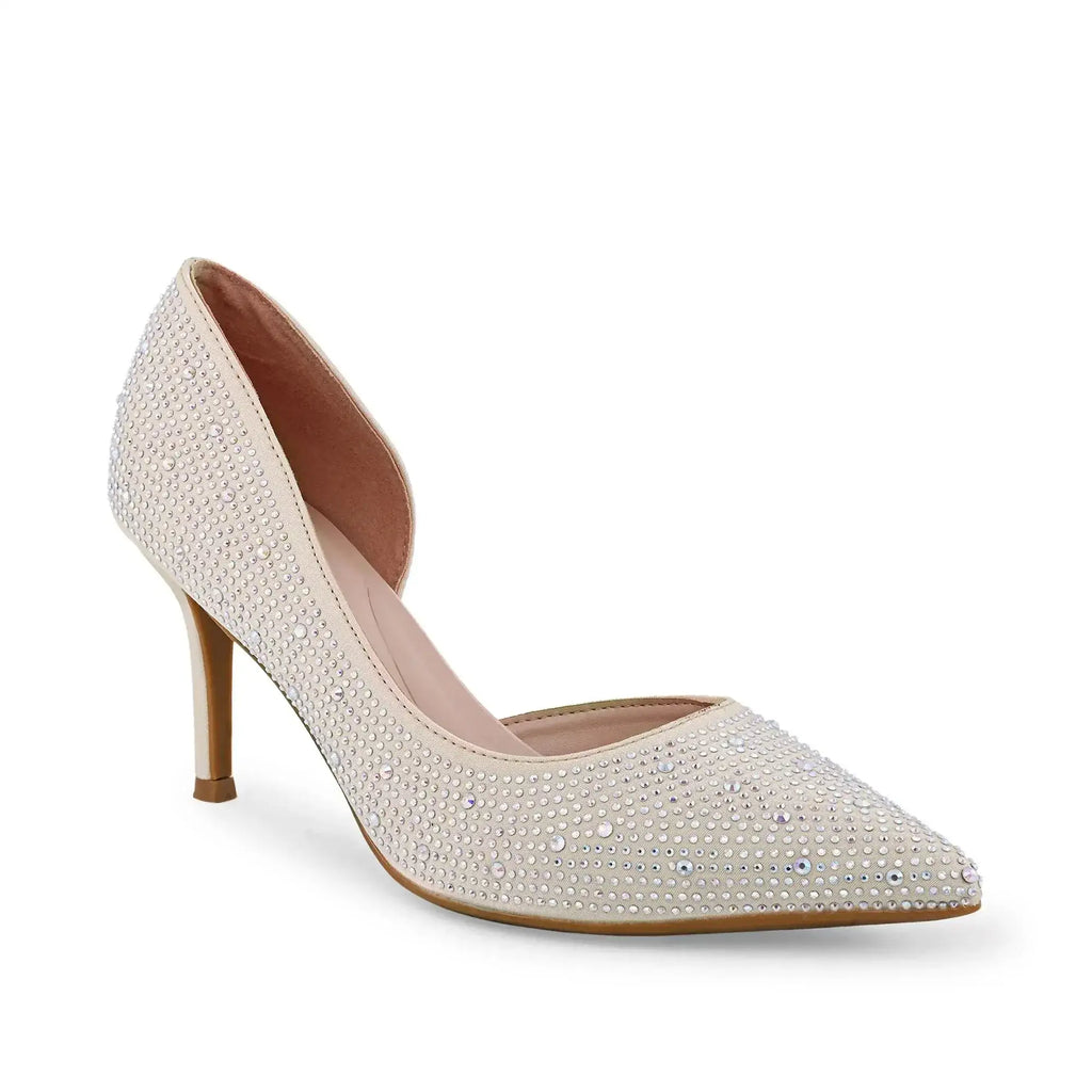 Victoria Diamond Studded Slim Golden Pumps - Lino Perros