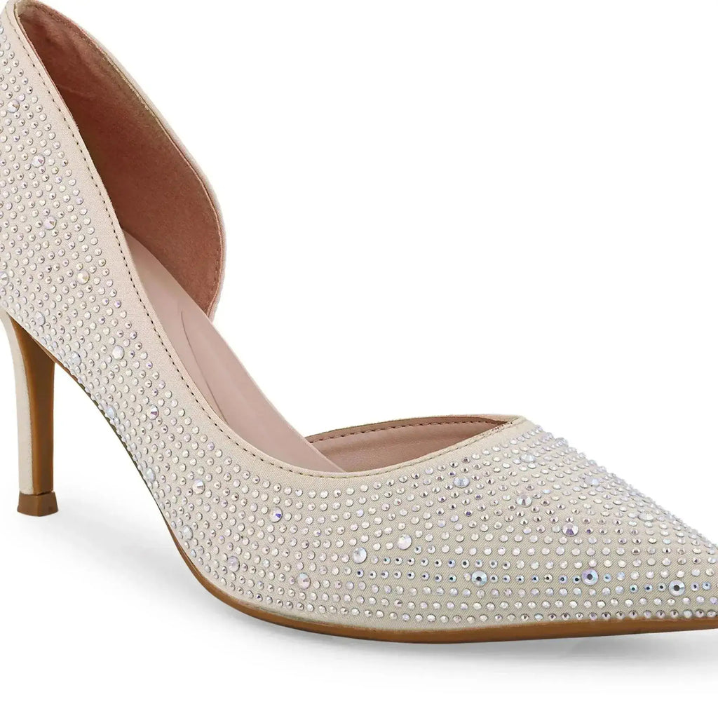 Victoria Diamond Studded Slim Golden Pumps - Lino Perros