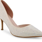 Victoria Diamond Studded Slim Golden Pumps - Lino Perros