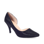 Victoria Diamond Studded Jet Black Slim Pumps - Lino Perros