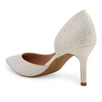 Victoria Diamond Studded Slim Golden Pumps - Lino Perros