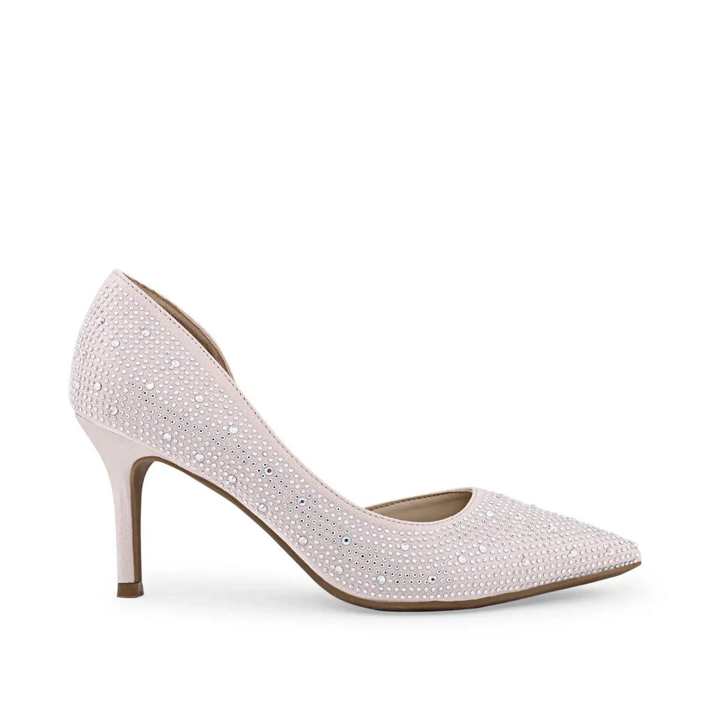 Victoria Diamond Studded Slim Pink Pumps - Lino Perros