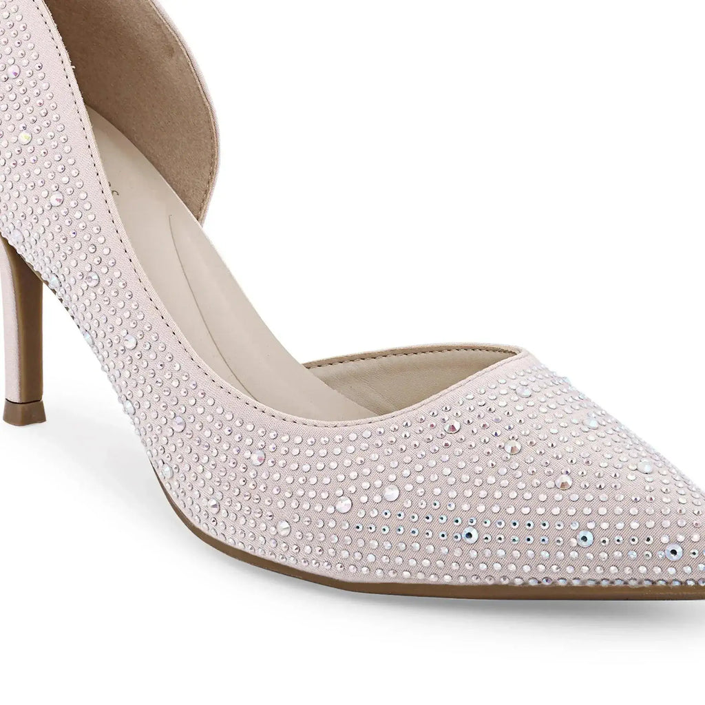 Victoria Diamond Studded Slim Pink Pumps - Lino Perros