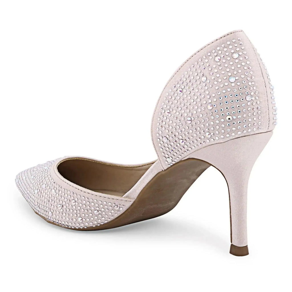 Victoria Diamond Studded Slim Pink Pumps - Lino Perros