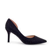 Victoria Diamond Studded Black Slim Pumps
