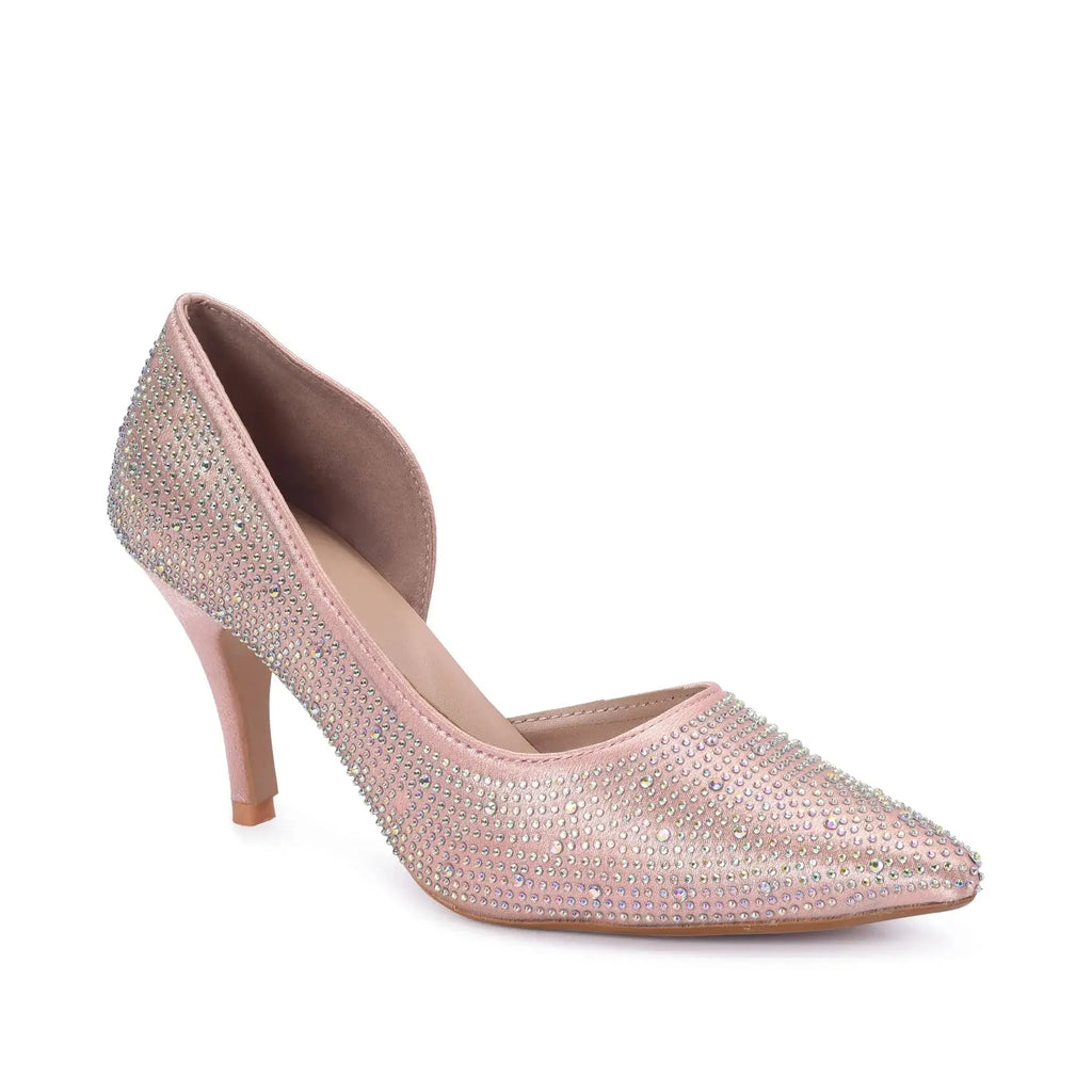 Victoria Diamond Studded Dark Pink Slim Pumps - Lino Perros