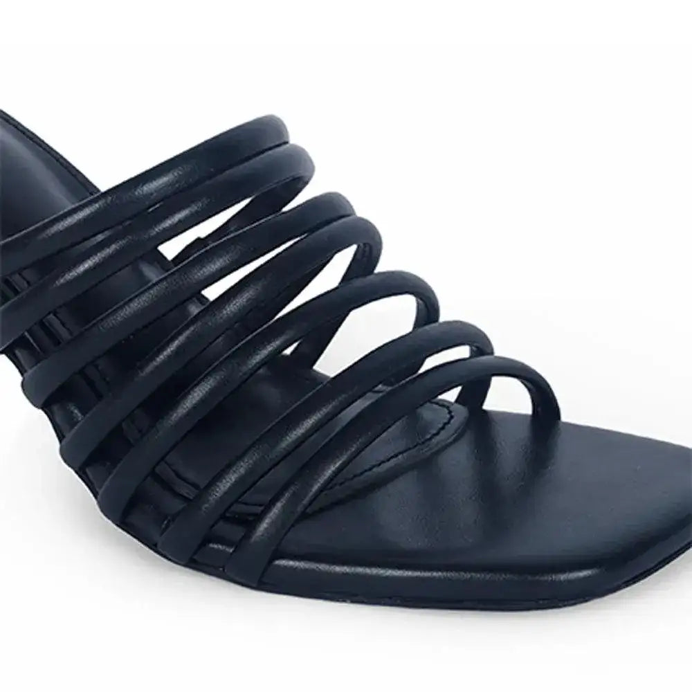 Victoria Flaunt Multi Strap Black Sandles - Lino Perros