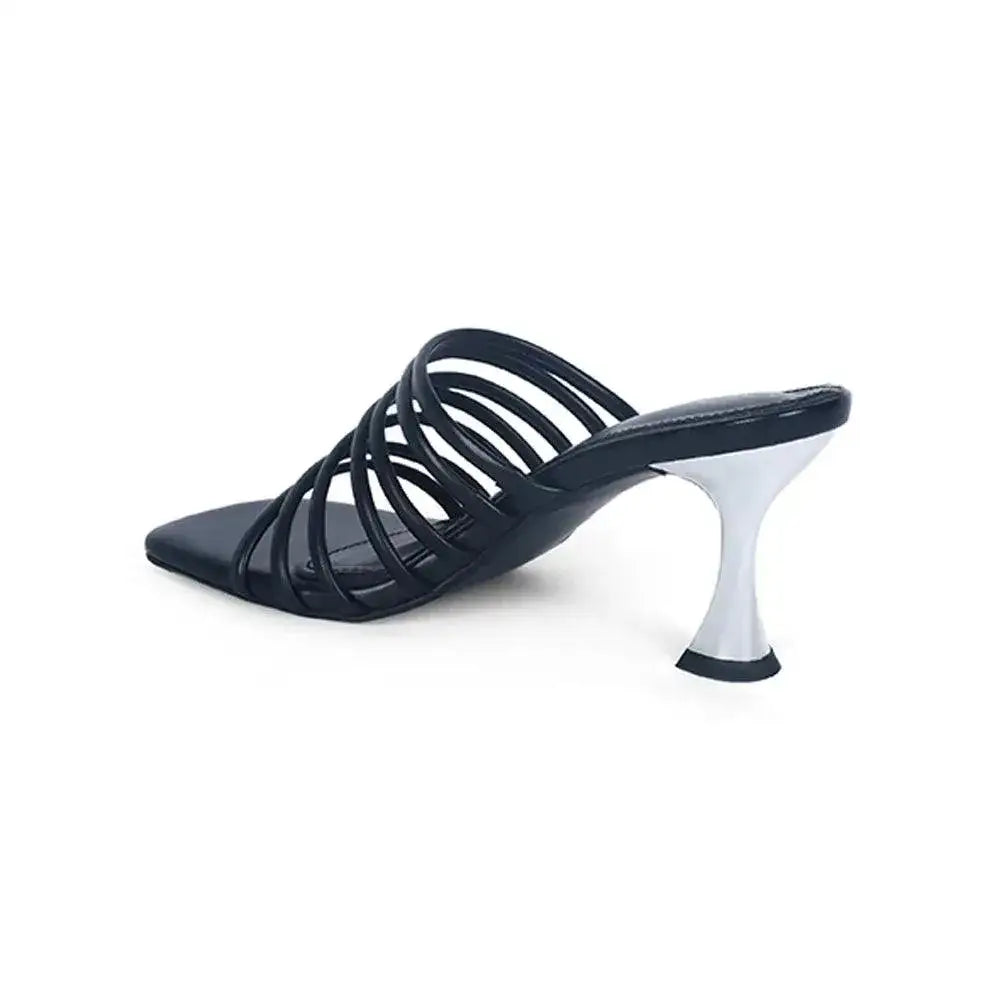 Victoria Flaunt Multi Strap Black Sandles - Lino Perros