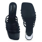 Victoria Flaunt Multi Strap Black Sandles - Lino Perros
