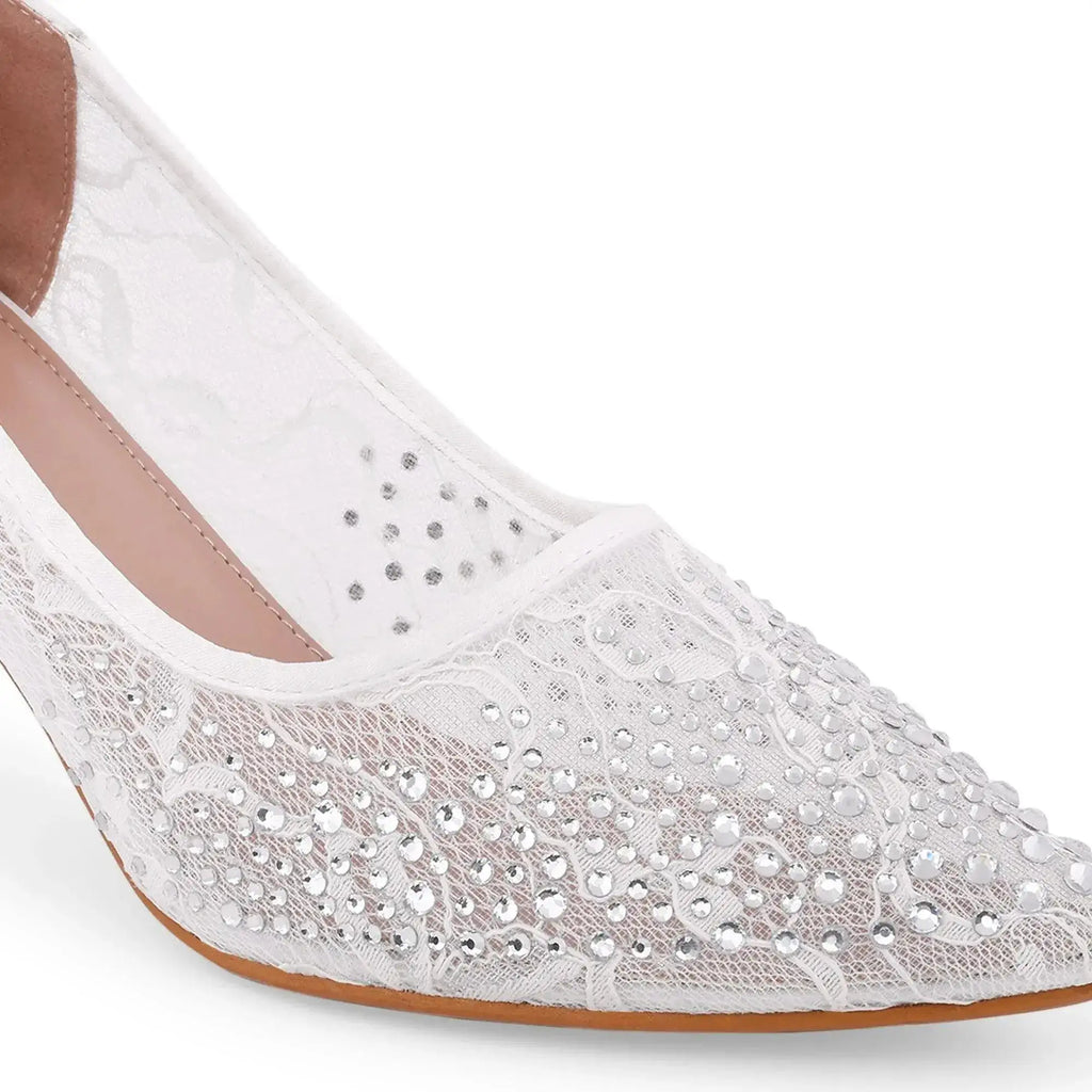 Victoria Lacy White Party Pumps - Lino Perros