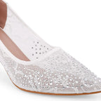 Victoria Lacy White Party Pumps - Lino Perros