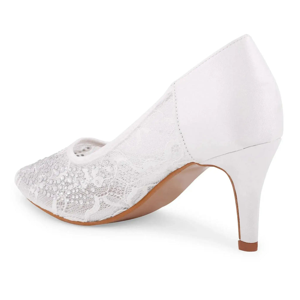 Victoria Lacy White Party Pumps - Lino Perros
