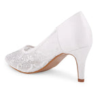 Victoria Lacy White Party Pumps - Lino Perros