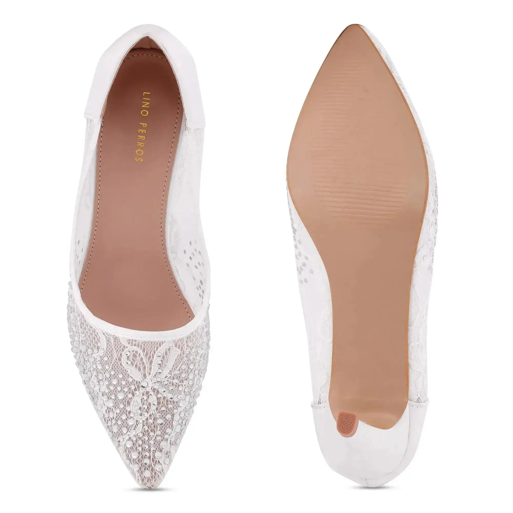 Victoria Lacy White Party Pumps - Lino Perros