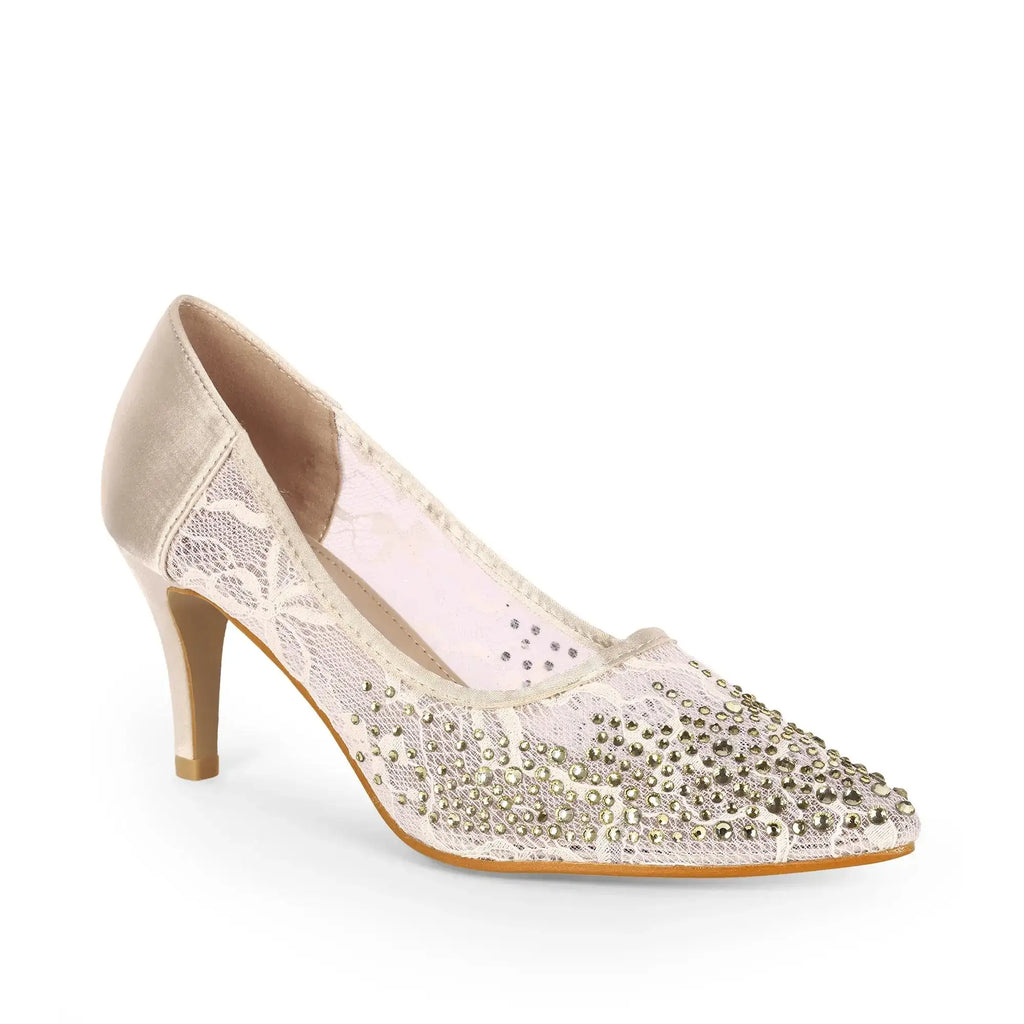 Victoria Lacy Golden Party Pumps - Lino Perros
