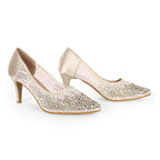 Victoria Lacy Golden Party Pumps - Lino Perros