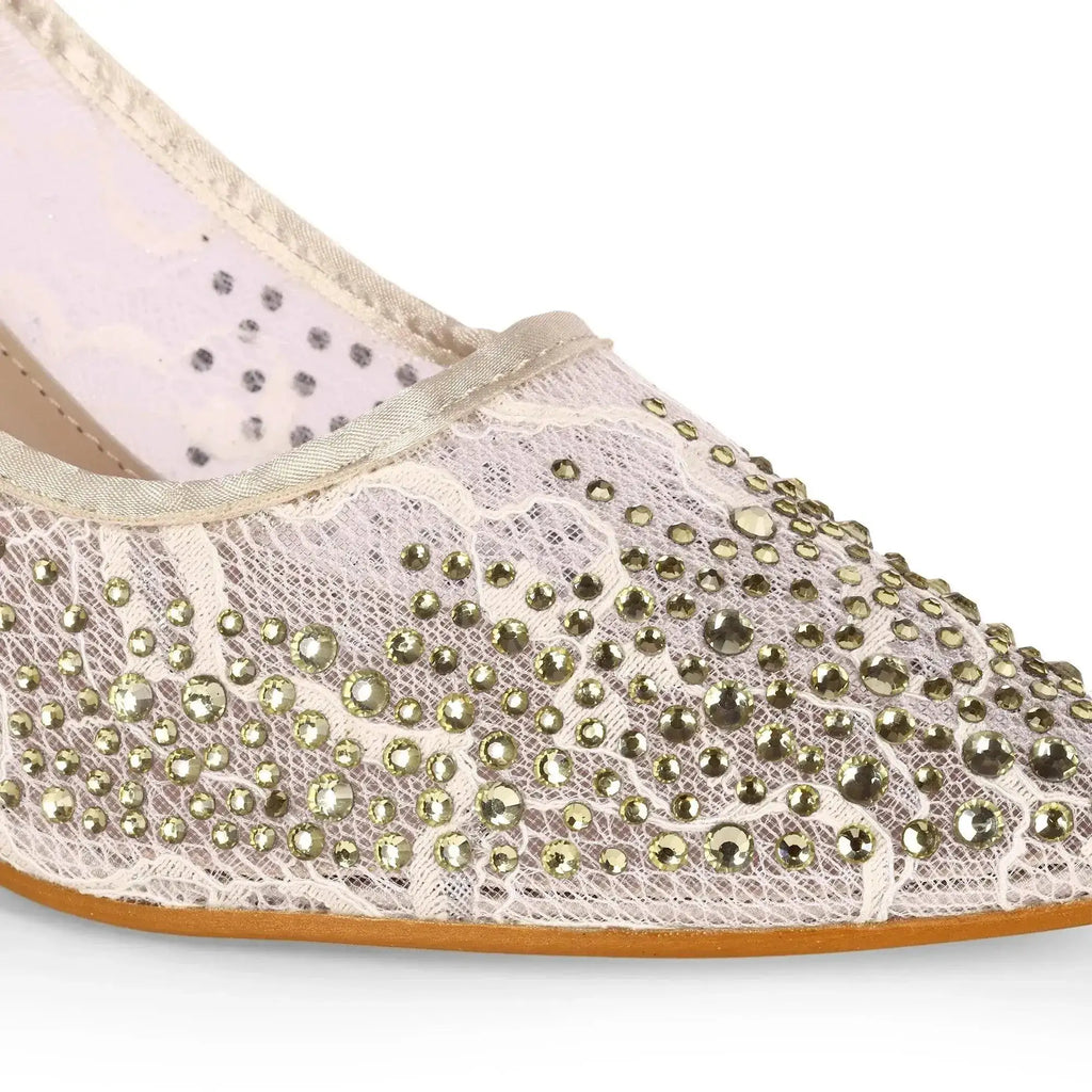 Victoria Lacy Golden Party Pumps - Lino Perros