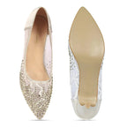 Victoria Lacy Golden Party Pumps - Lino Perros