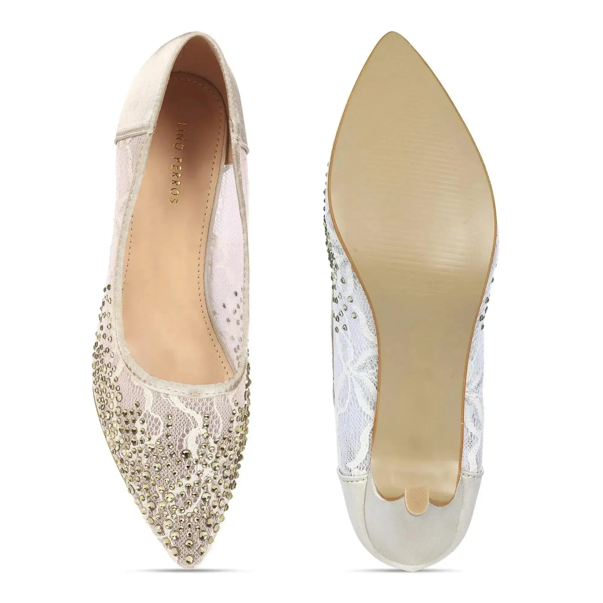 Victoria Lacy Golden Party Pumps - Lino Perros