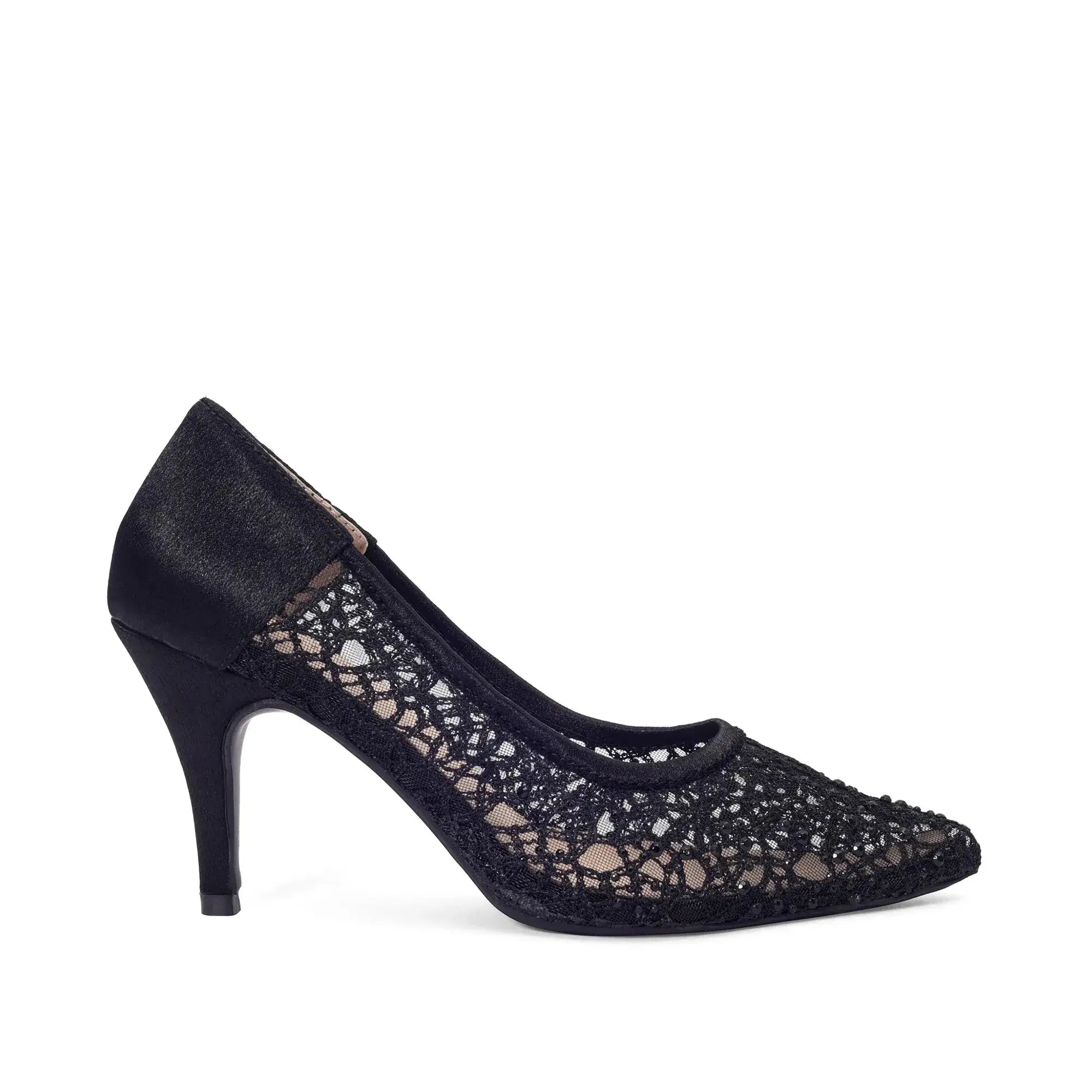 Victoria Lacy Jet Black Party Pumps - Lino Perros