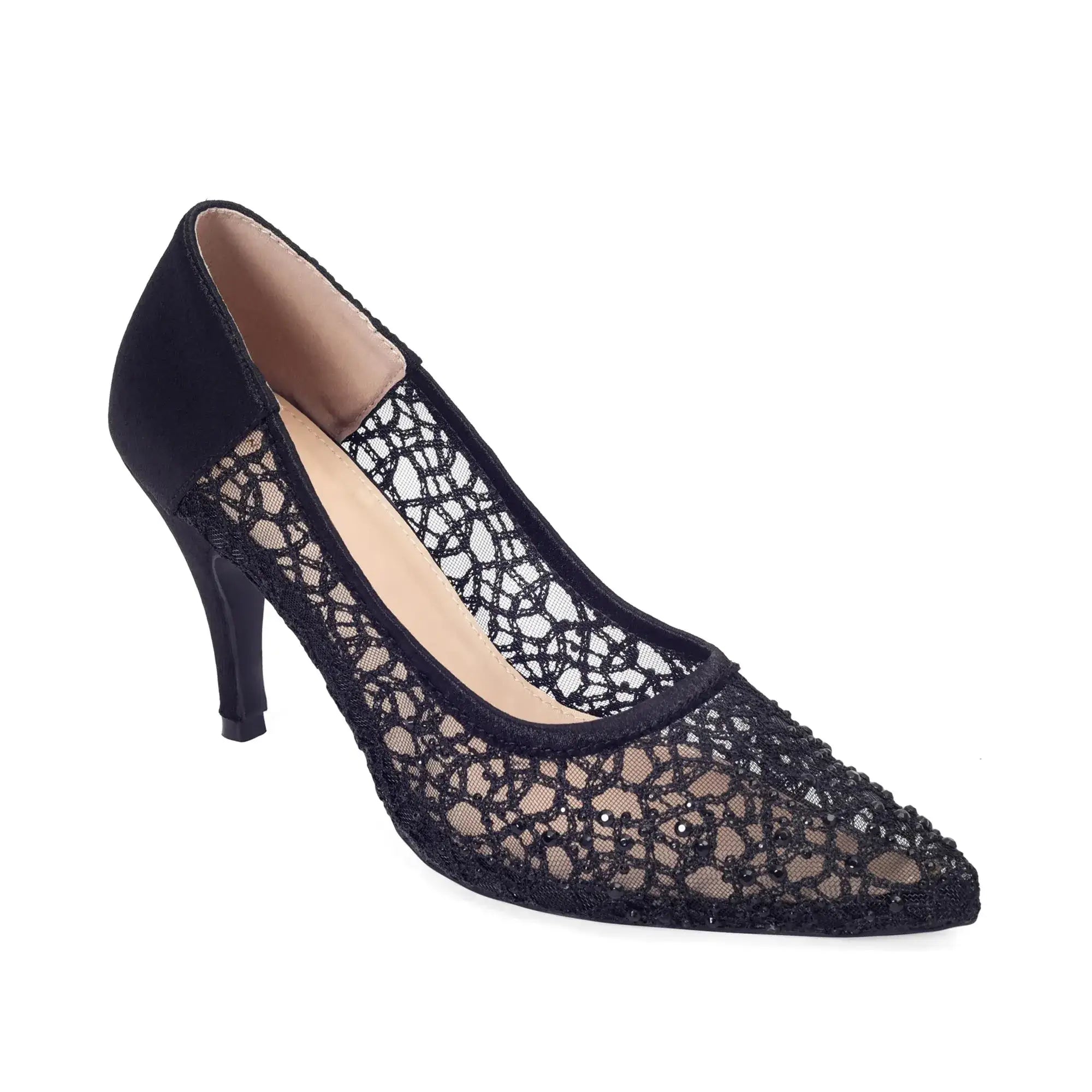Victoria Lacy Jet Black Party Pumps - Lino Perros