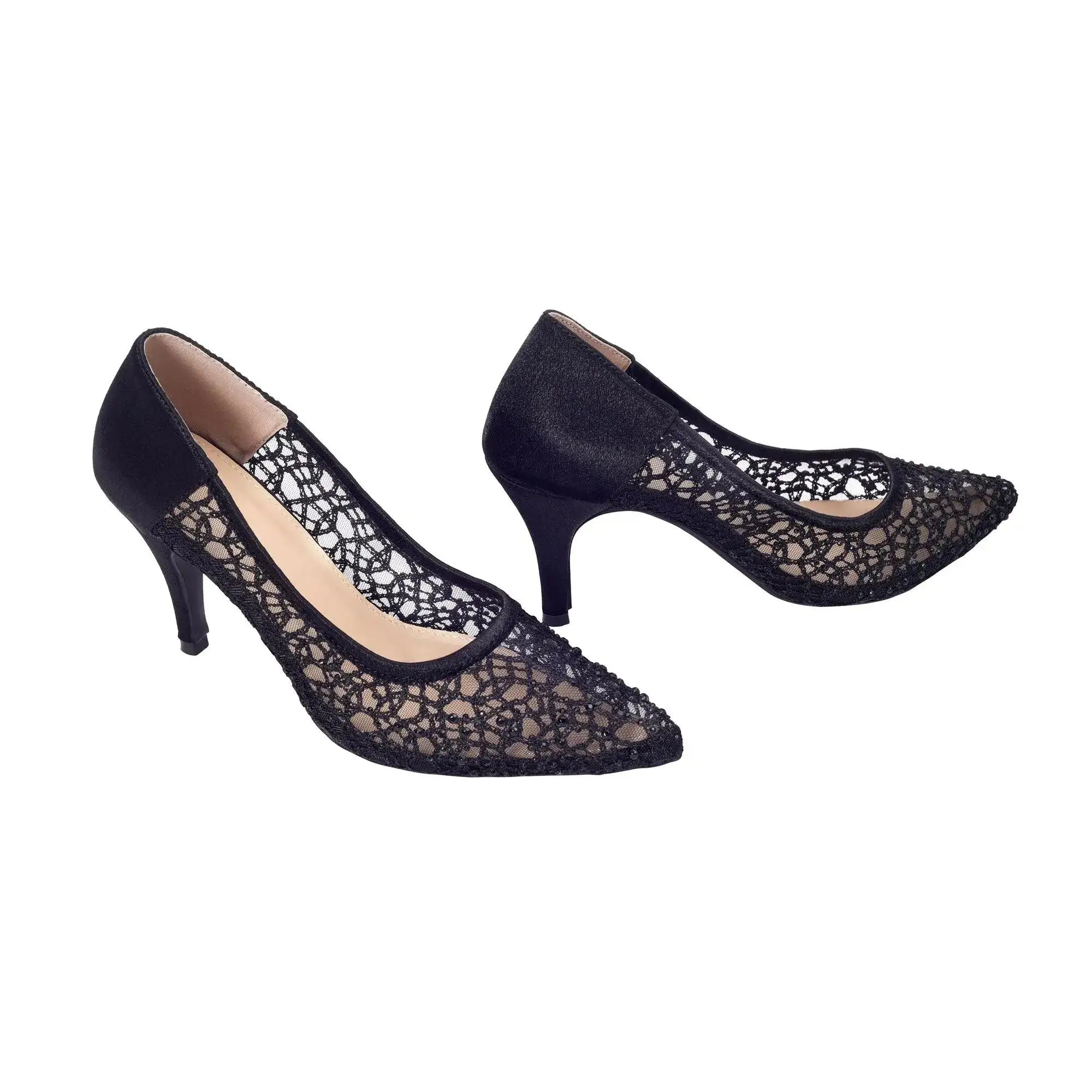 Victoria Lacy Jet Black Party Pumps - Lino Perros